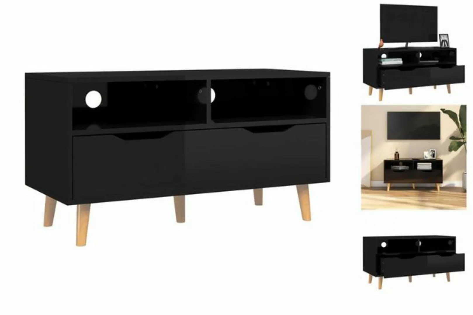 vidaXL TV-Schrank TV-Schrank Hochglanz-Schwarz 90x40x48,5 cm Spanplatte Low günstig online kaufen