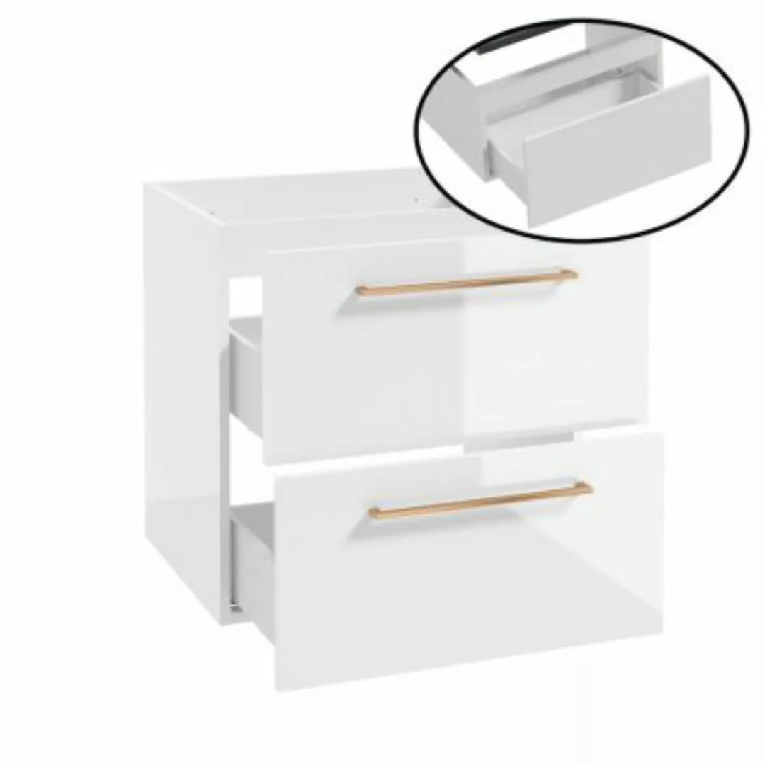 Lomadox Badezimmer Unterschrank mit 2 Schubladen, 60 cm breit, in weiß Hoch günstig online kaufen