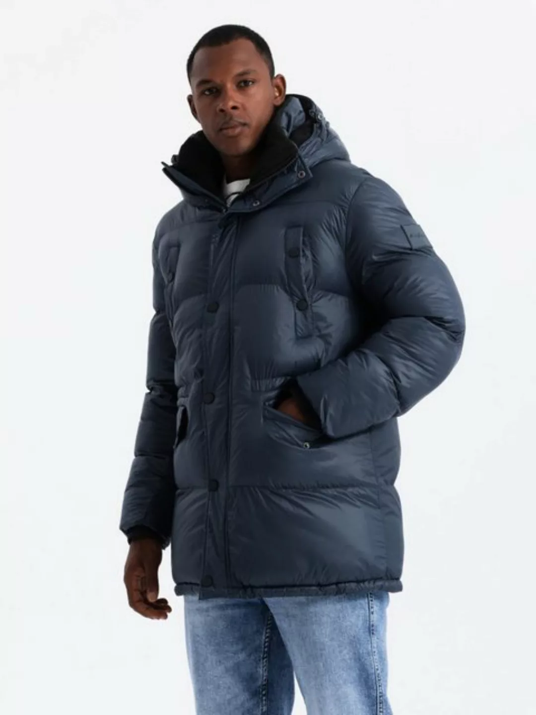 OMBRE Winterjacke Lange Herren-Pufferjacke günstig online kaufen