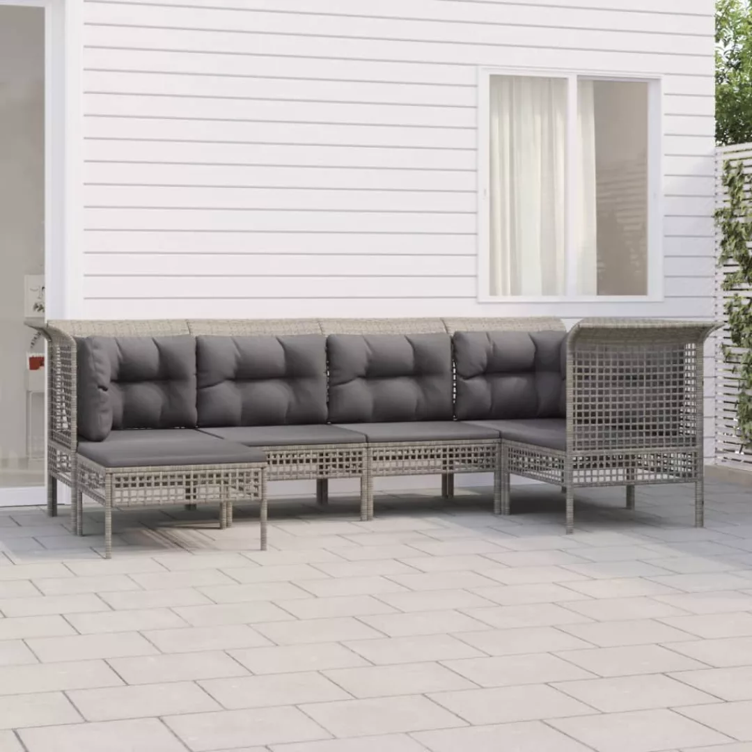 Vidaxl 6-tlg. Garten-lounge-set Mit Kissen Grau Poly Rattan günstig online kaufen