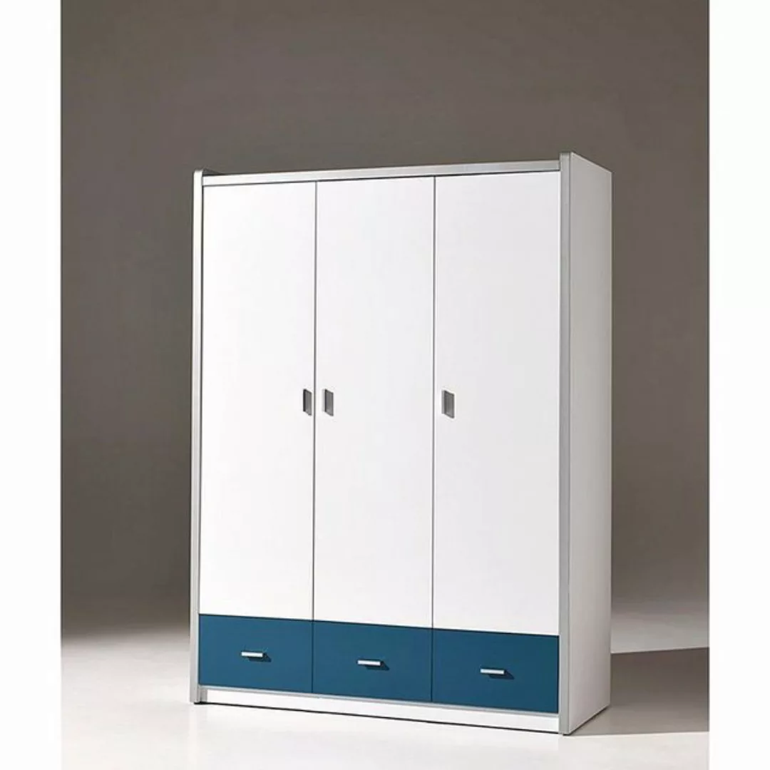 Kleiderschrank BONNY-12, 3-trg, 147cm, Weiß-Blau günstig online kaufen