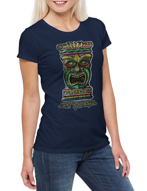 Urban Backwoods Print-Shirt Tiki Head II Damen T-Shirt Hawaii Tattoo Rockab günstig online kaufen