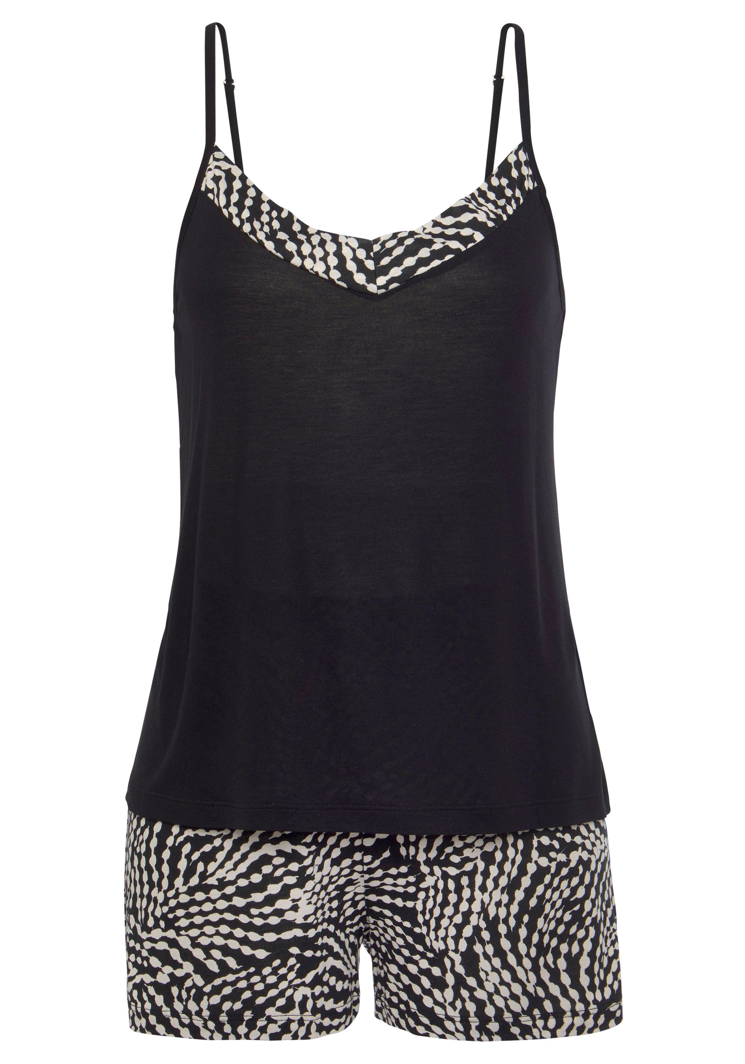 LASCANA Shorty, (Set, 2 tlg.), mit gemusterten Details günstig online kaufen