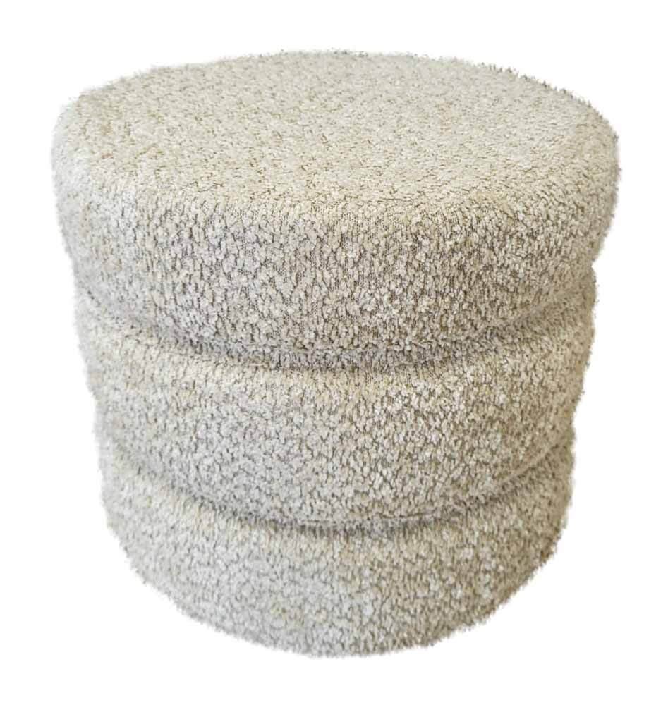 Sitzhocker Rund Pouf Bouclé Teddy Stoff Cremeweiß Hocker 35 cm günstig online kaufen