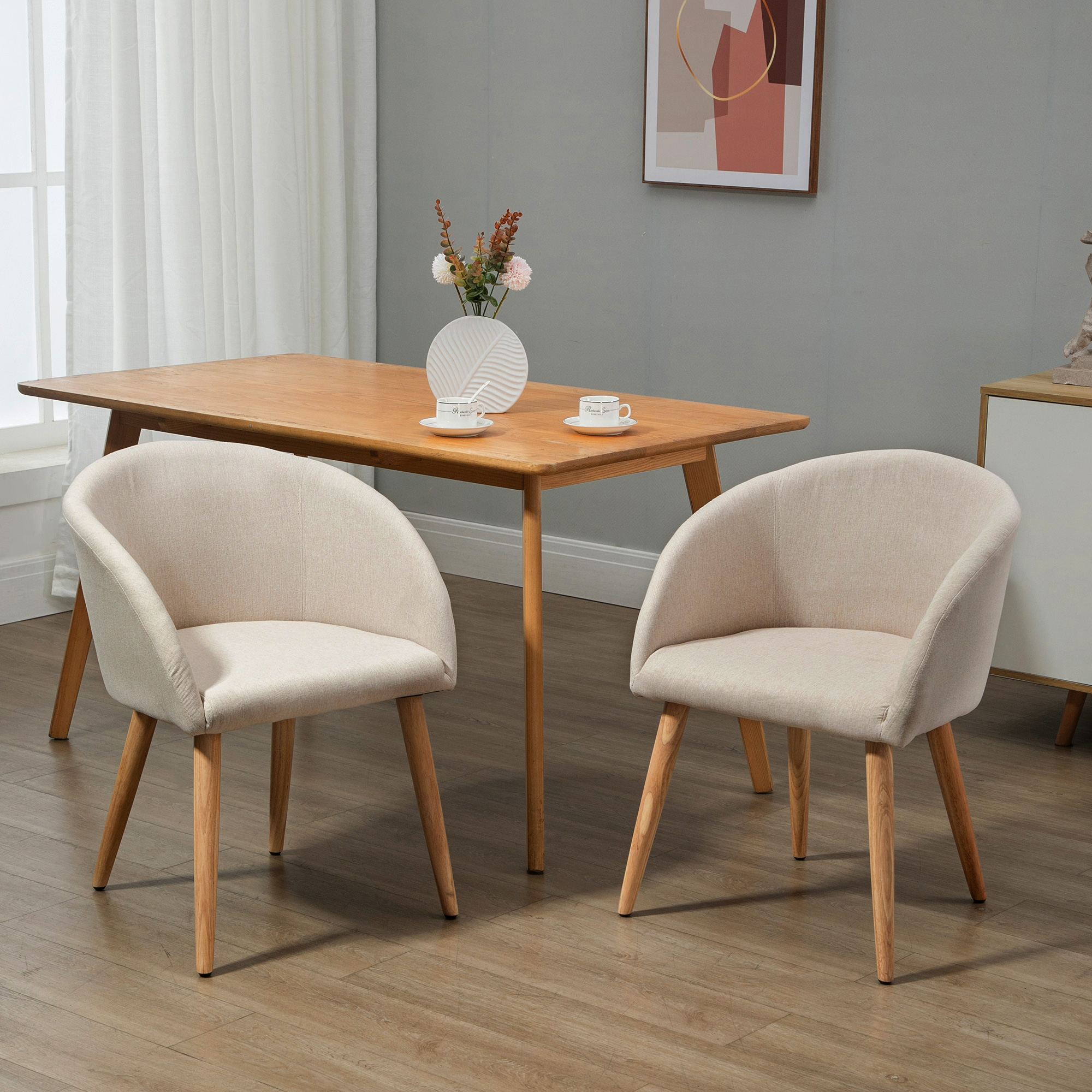 HOMCOM Esszimmerstühle 2er Set Küchenstuhl mit Rückenlehne, Leinen-Optik, m günstig online kaufen