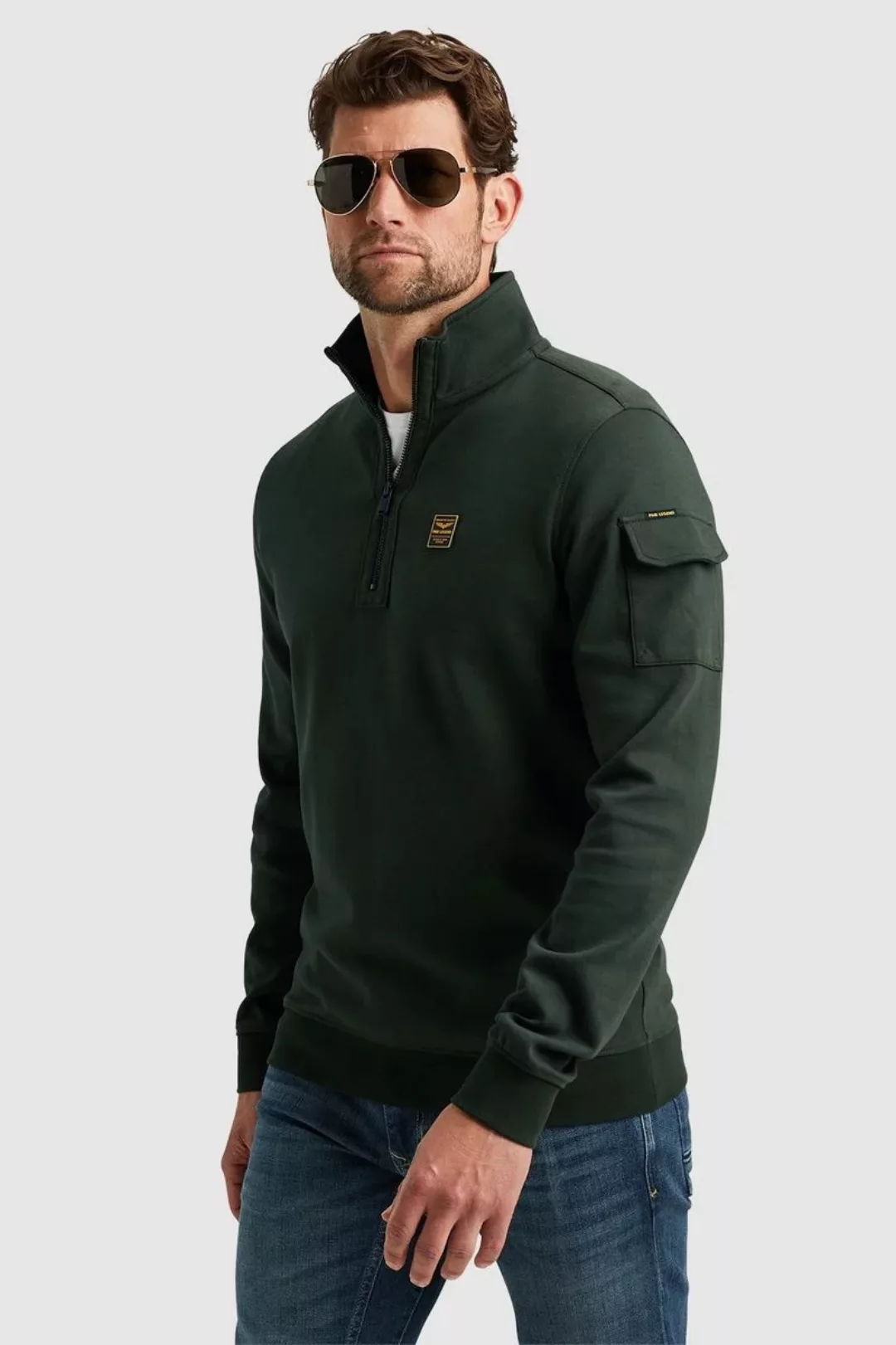 PME Legend Half Zip Pullover Interlock Olivgrün - Größe XXL günstig online kaufen