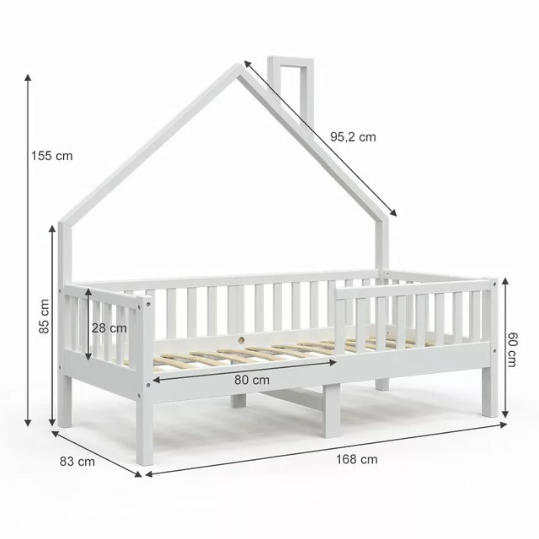 VitaliSpa® Hausbett Kinderbett Spielbett Noemi 80x160cm Weiß Matratze günstig online kaufen