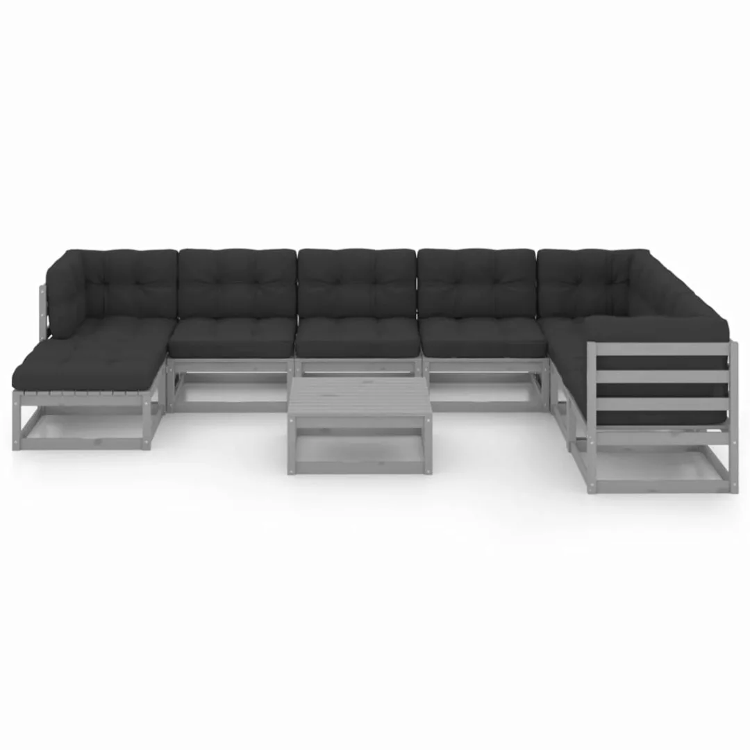 9-tlg. Garten-lounge-set Mit Kissen Kiefer Massivholz günstig online kaufen