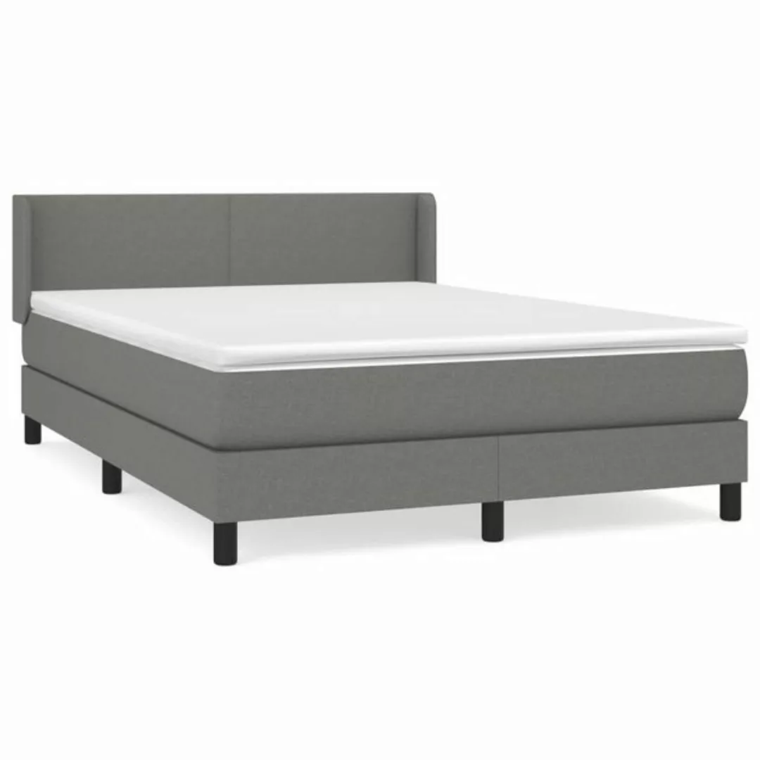 furnicato Bett Boxspringbett mit Matratze Dunkelgrau 140x200 cm Stoff günstig online kaufen