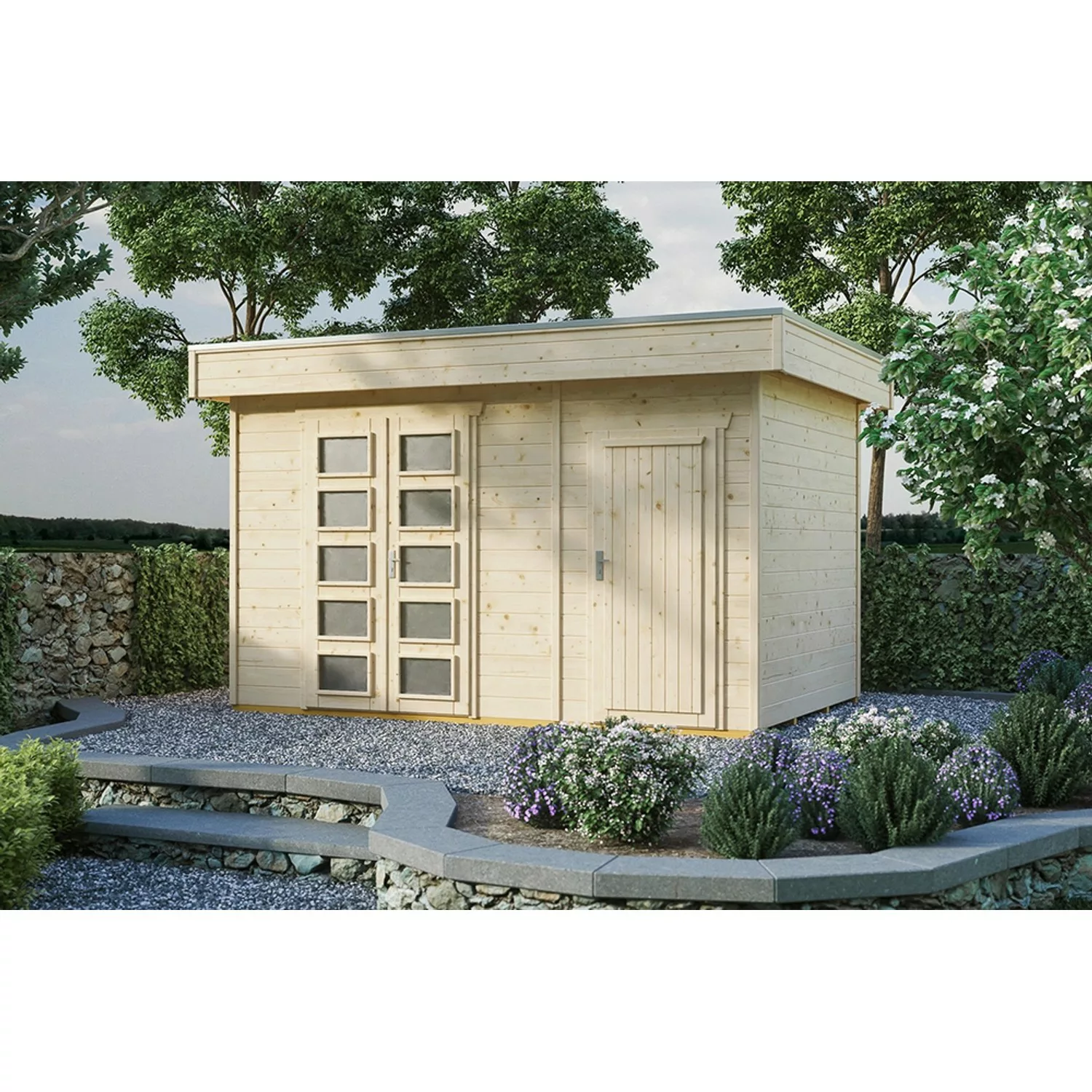 Skan Holz Holz-Gartenhaus Venlo 3 Natur 380 cm x 250 cm günstig online kaufen