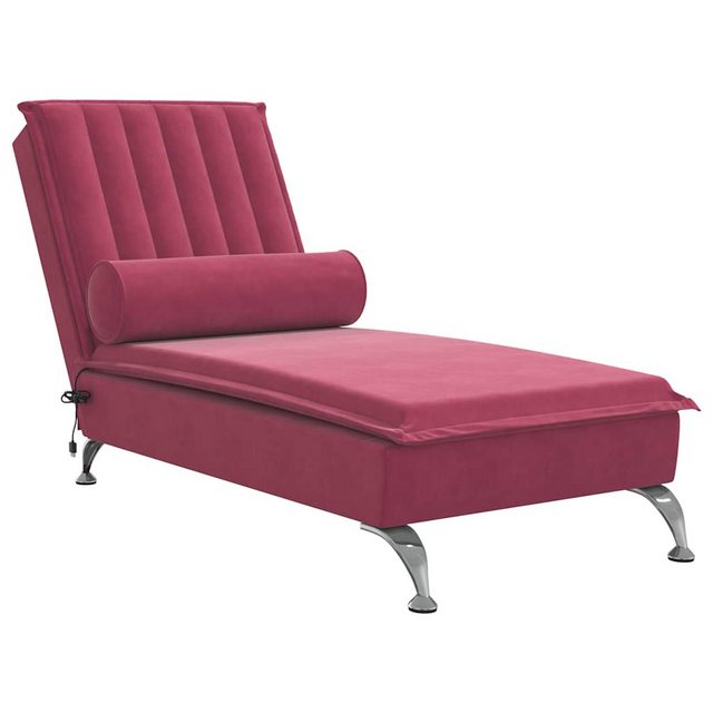 vidaXL Chaiselongue Massage-Chaiselongue mit Nackenrolle Weinrot Samt, 1 Te günstig online kaufen