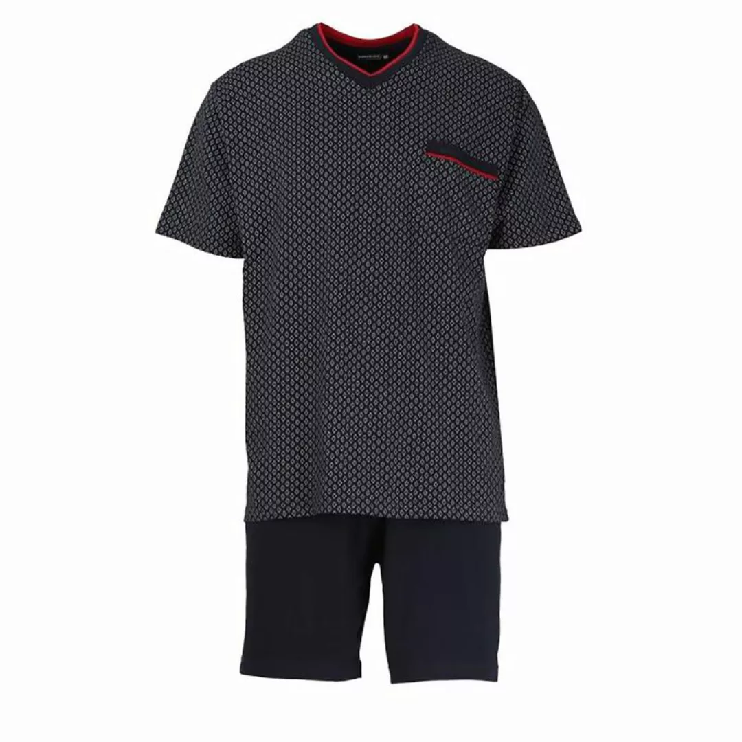 GÖTZBURG Herren Schlafanzug Set - kurz, V-Ausschnitt, gemustert Blau 4XL günstig online kaufen