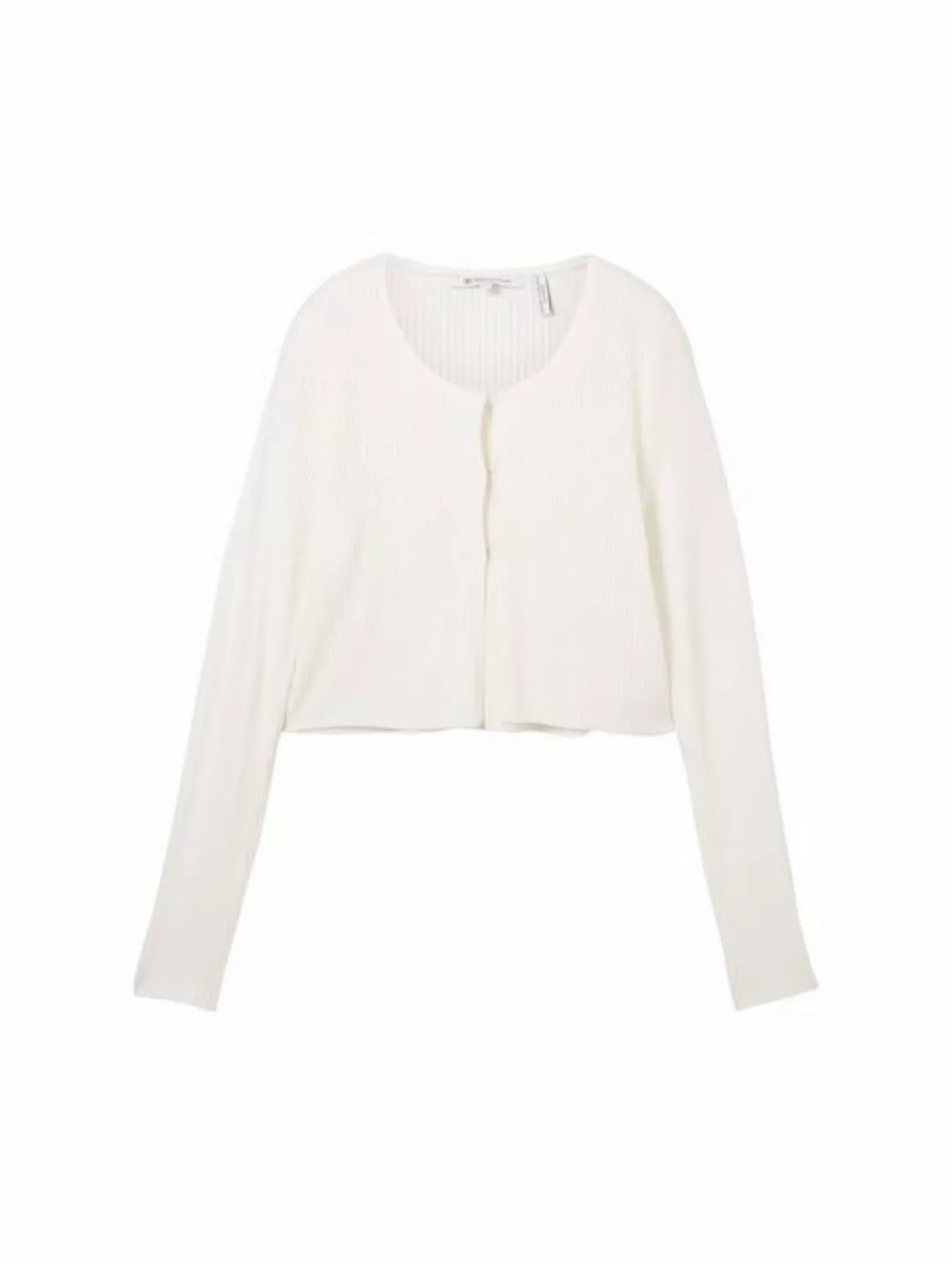 TOM TAILOR Denim Strickjacke rib knit bolero, off white günstig online kaufen