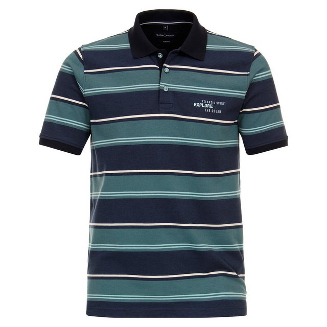 CASAMODA Poloshirt Große Größen Stretch-Poloshirt navy-petrol-weiß gestreif günstig online kaufen