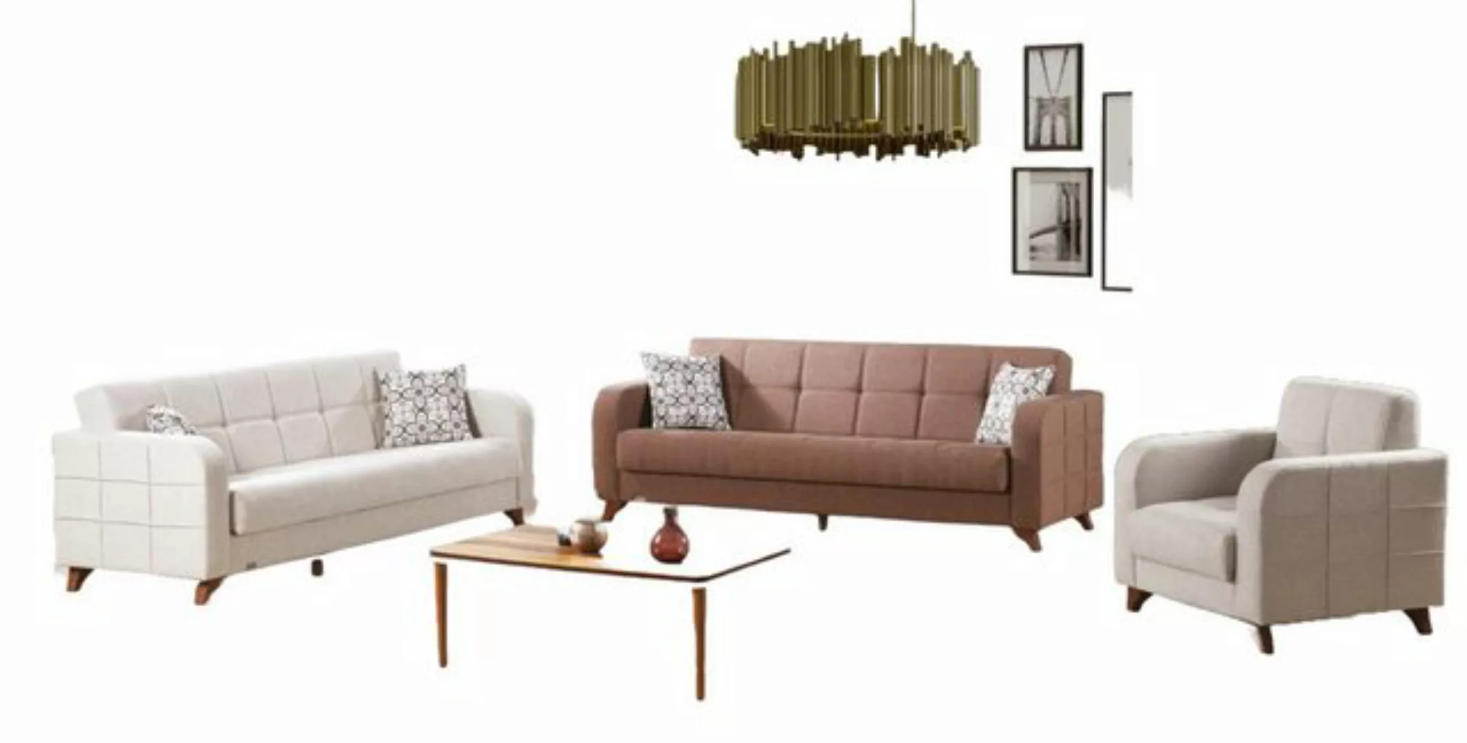 Xlmoebel Sofa Luxus 3-Sitzer Sofa Set in Textilstil mit Sessel, 3 Teile, He günstig online kaufen