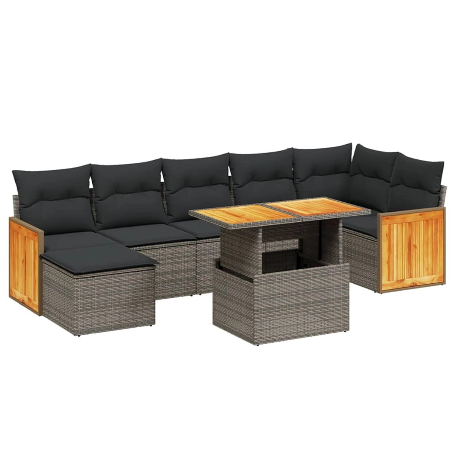 vidaXL 8-Tlg Garten-Sofagarnitur mit Kissen Grau Poly Rattan 3274070 günstig online kaufen