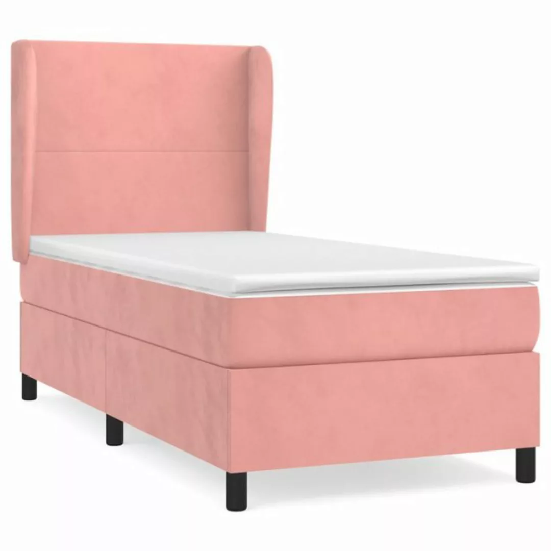 vidaXL Bettgestell Boxspringbett mit Matratze Rosa 90x200 cm Samt Bett Bett günstig online kaufen