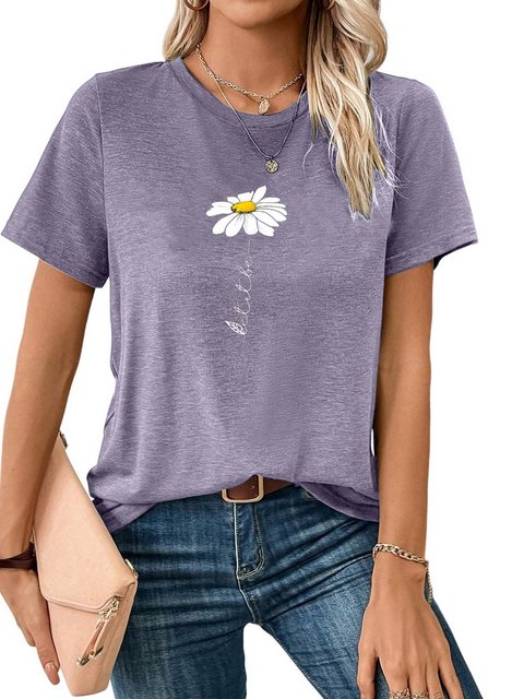 PYL Rundhalsshirt Damen Sommer Casual Basic Rundhalsshirt mit Kurzarm Locke günstig online kaufen