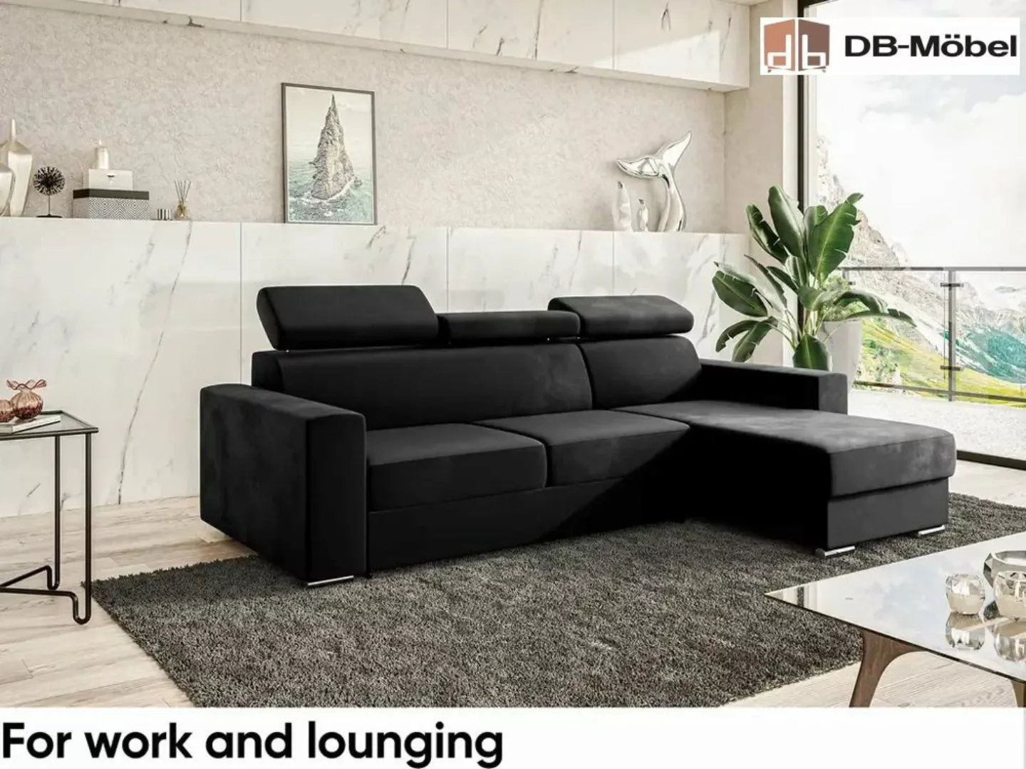 DB-Möbel Ecksofa Ecksofa mit Schlaffunktion mit Relaxfunktion und Kopfstütz günstig online kaufen