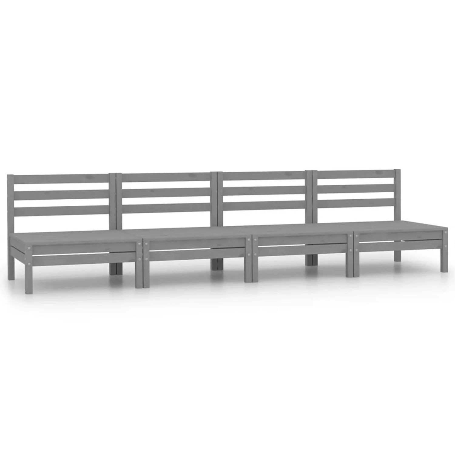 Garten-mittelsofas 4 Stk. Grau Massivholz Kiefer günstig online kaufen