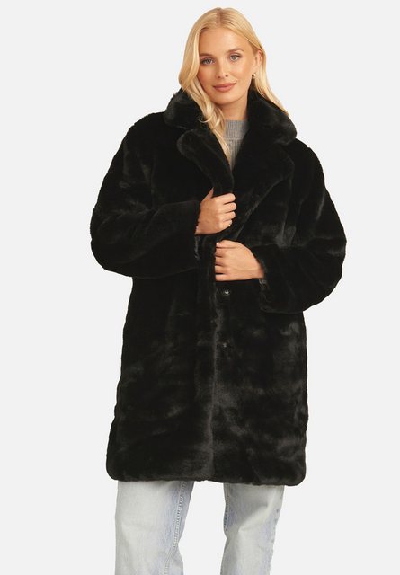 GINI LONDON Langmantel Gini Faux Fur Lapel Collar Longline Gini getäfelte K günstig online kaufen