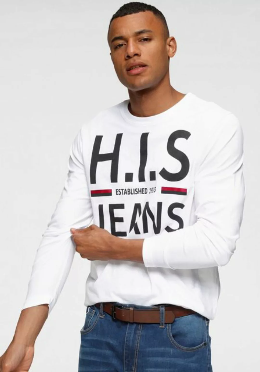 H.I.S Langarmshirt mit Markenprint günstig online kaufen