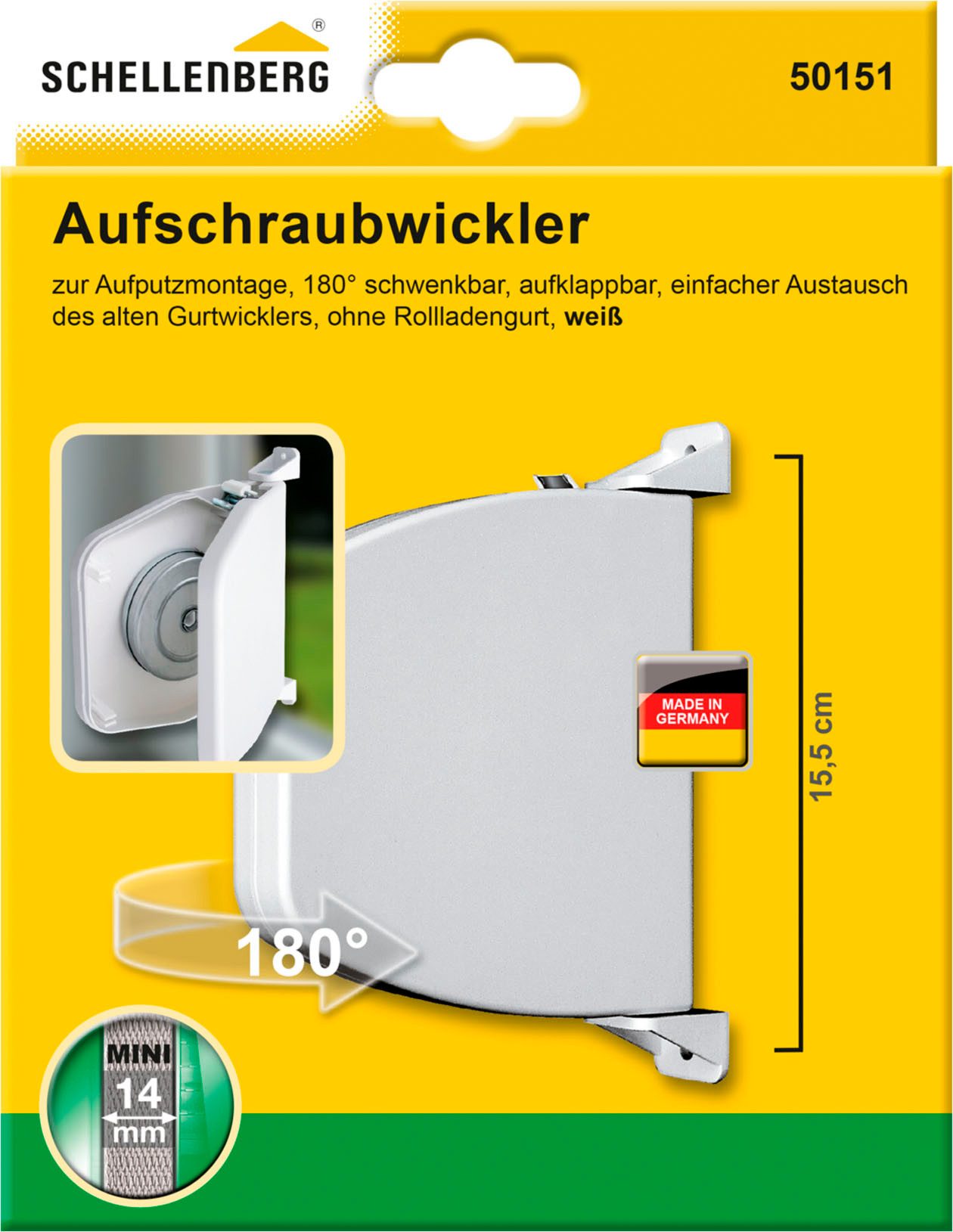 Schellenberg Aufschraubwickler Mini aufklappbar 155 mm Weiß günstig online kaufen