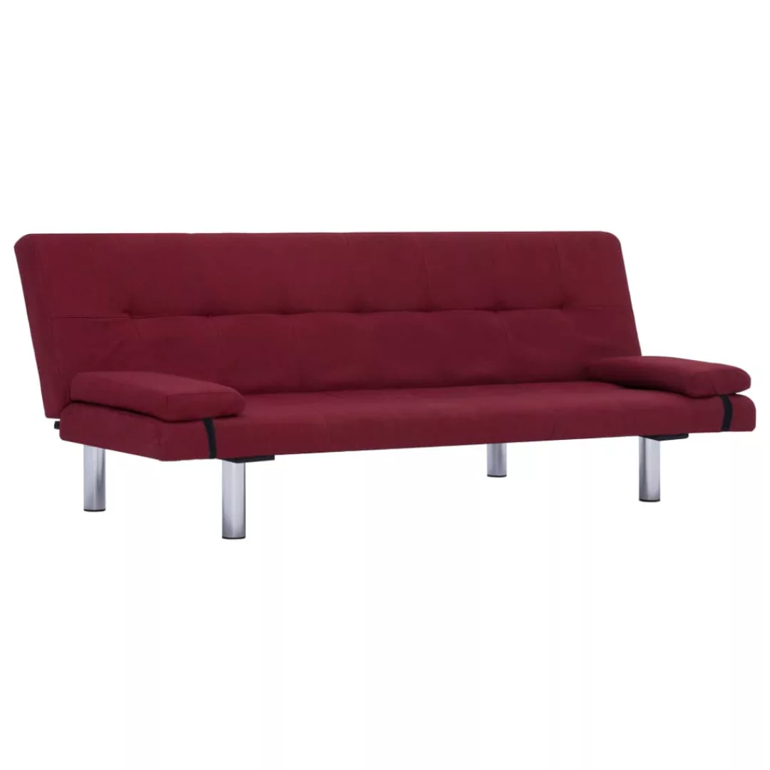 Schlafsofa Mit Zwei Kissen Weinrot Polyester günstig online kaufen