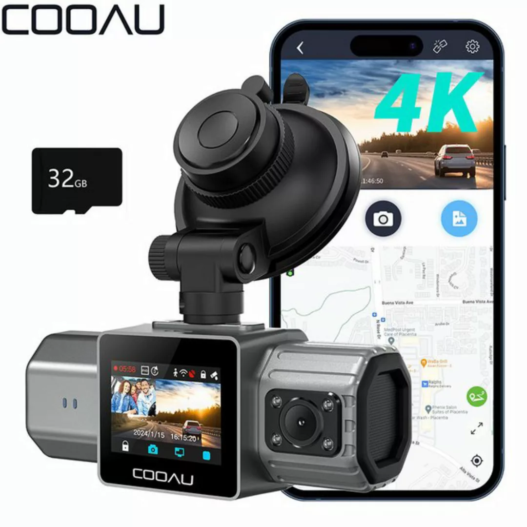 COOAU 4K Dashcam mit WiFi GPS Front 2.5K/1080P und Hinten Dual Dash Kamera günstig online kaufen