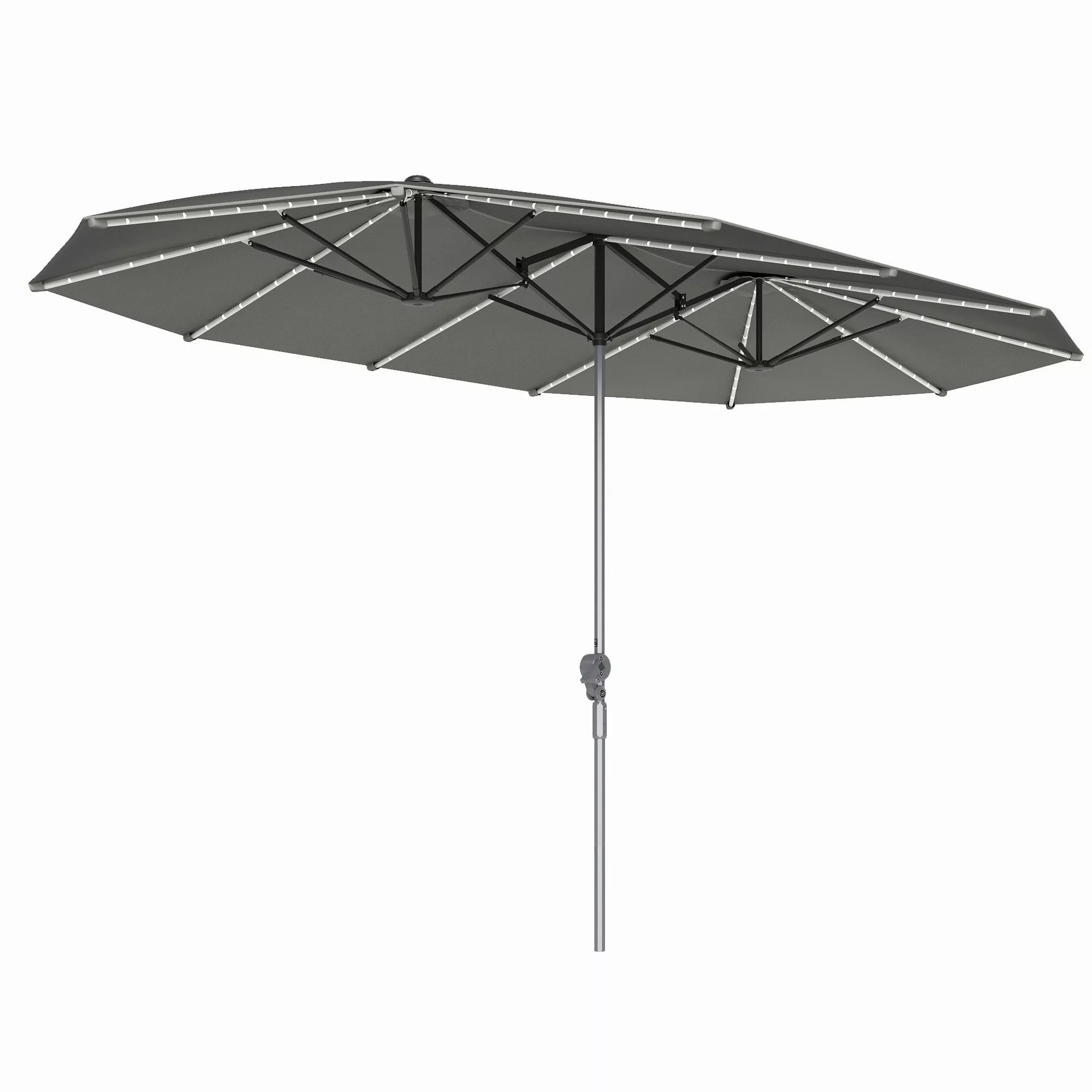 Outsunny Sonnenschirm mit Handkurbel, Solar-Lichtern, LxB: günstig online kaufen