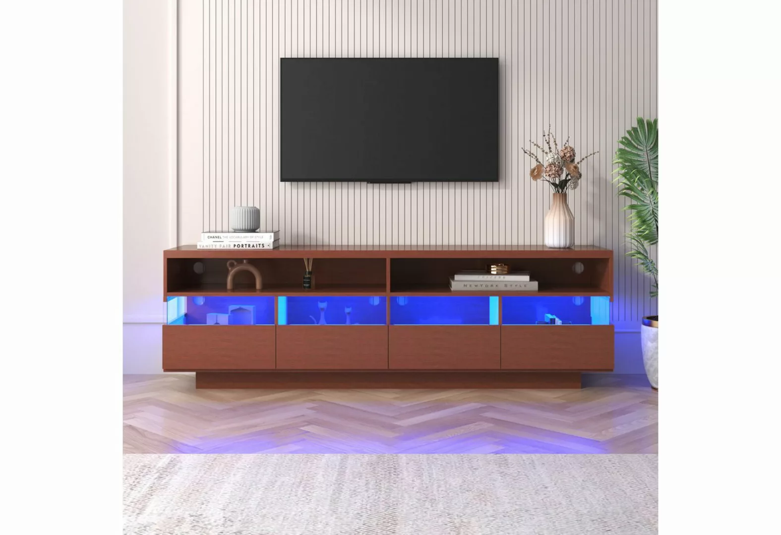 autolock TV-Schrank Schrank,TV-Schrank aus Holz,niedriges Panel mit LED-Bel günstig online kaufen