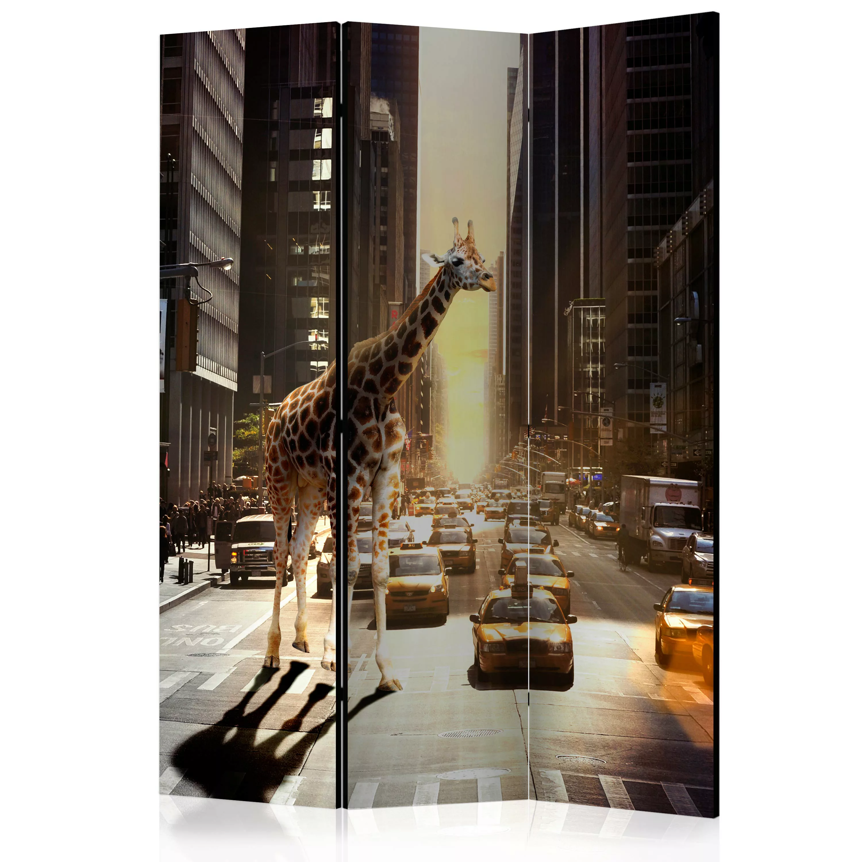 3-teiliges Paravent - Giraffe In The Big City [room Dividers] günstig online kaufen