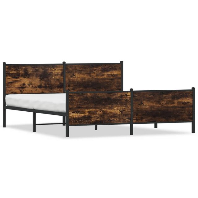 vidaXL Bett, Metallbett ohne Matratze Räuchereiche 200x200 cm günstig online kaufen