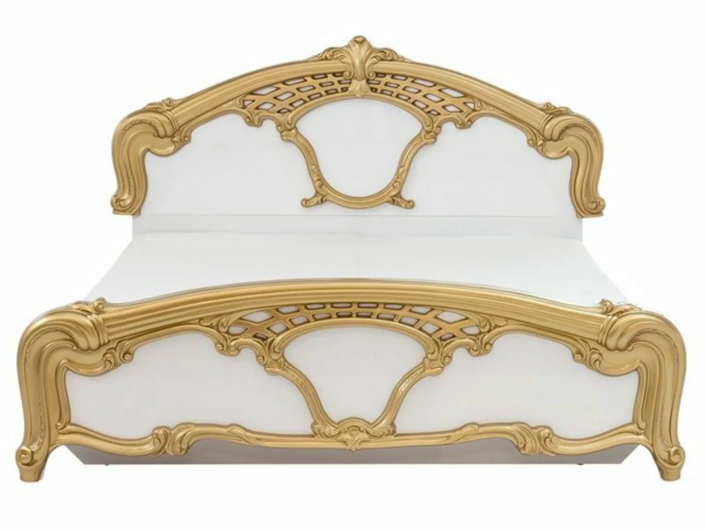 möbelando Bett Celine, Prunkvolles Bett aus Spanplatte, Korpus in Weiß, Fro günstig online kaufen