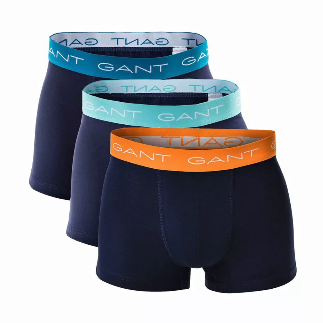 GANT Herren Boxer Shorts, 3er Pack - Trunks, Cotton Stretch Türkis/Blau/Gel günstig online kaufen