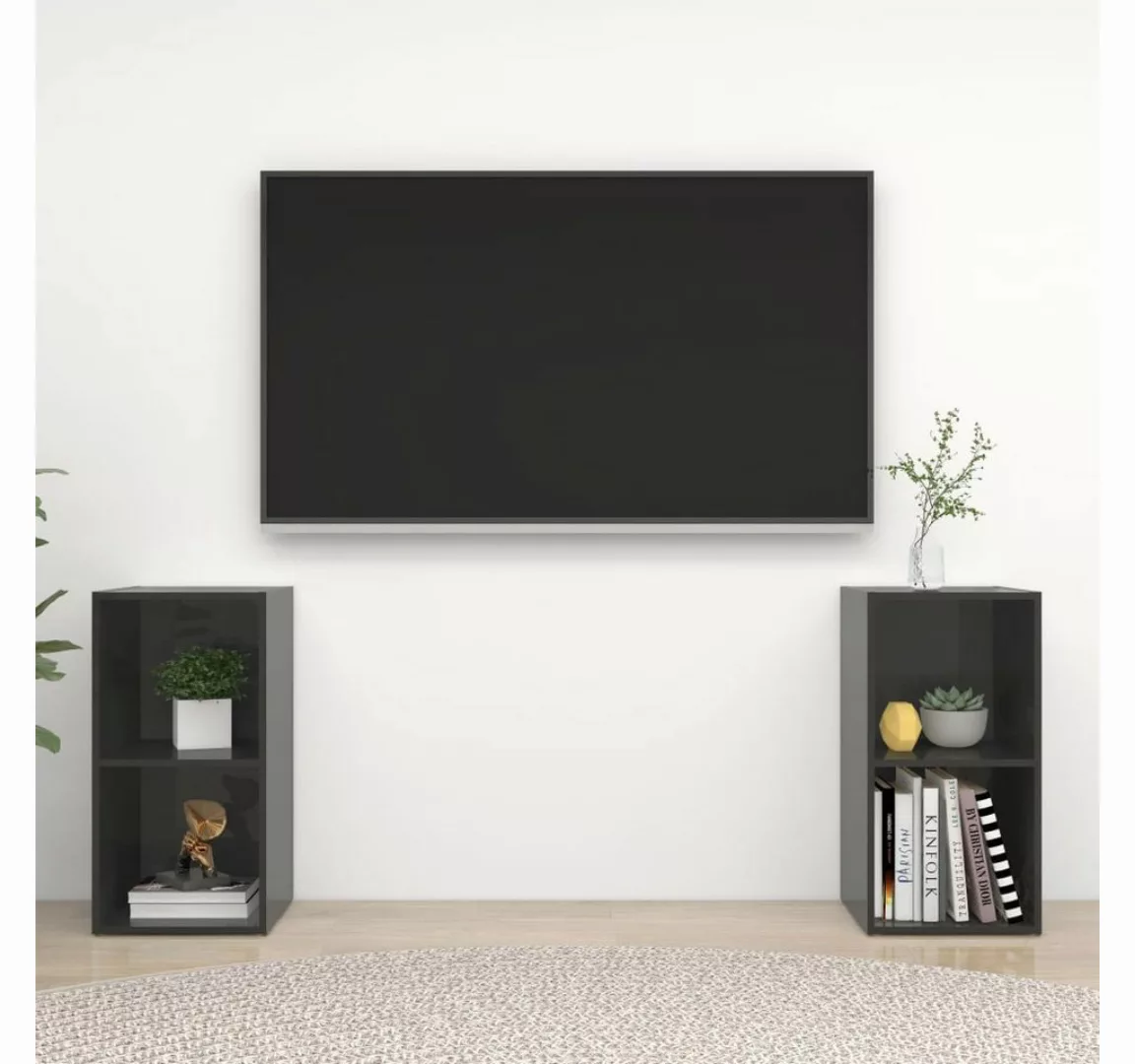 vidaXL TV-Schrank TV-Schränke 2 Stk Hochglanz-Grau 72x35x36,5 cm Spanplatte günstig online kaufen