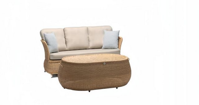 JVmoebel Sofa Garnitur Sofa 3 Sitzer Couchtisch Sofas Dreisitzer Rattan Tis günstig online kaufen