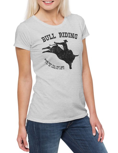 Urban Backwoods Print-Shirt Bull Riding Damen T-Shirt Cowboy Cowgirl Rodeo günstig online kaufen