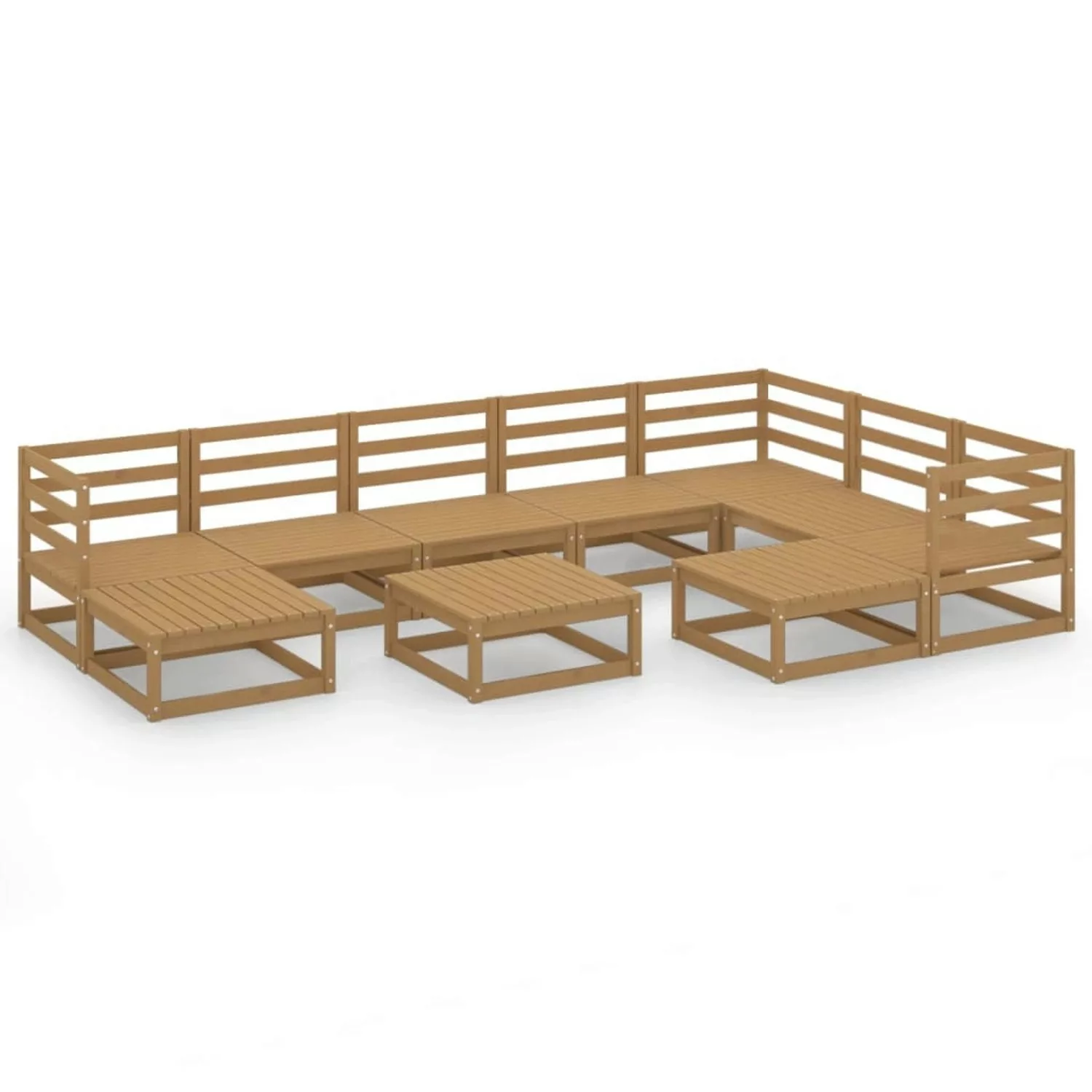 vidaXL 10-tlg Garten-Lounge-Set Honigbraun Massivholz Kiefer Modell 1 günstig online kaufen