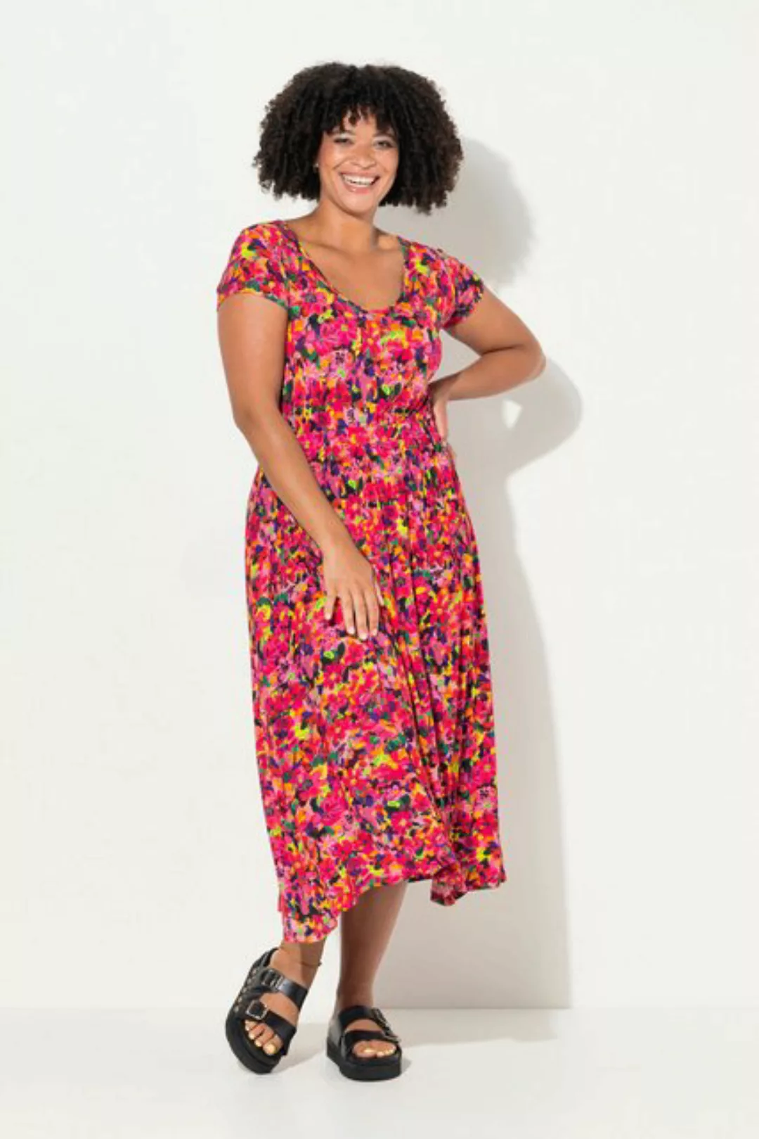 Janet & Joyce Sommerkleid Jersey-Midikleid A-Line floraler Alloverdruck günstig online kaufen