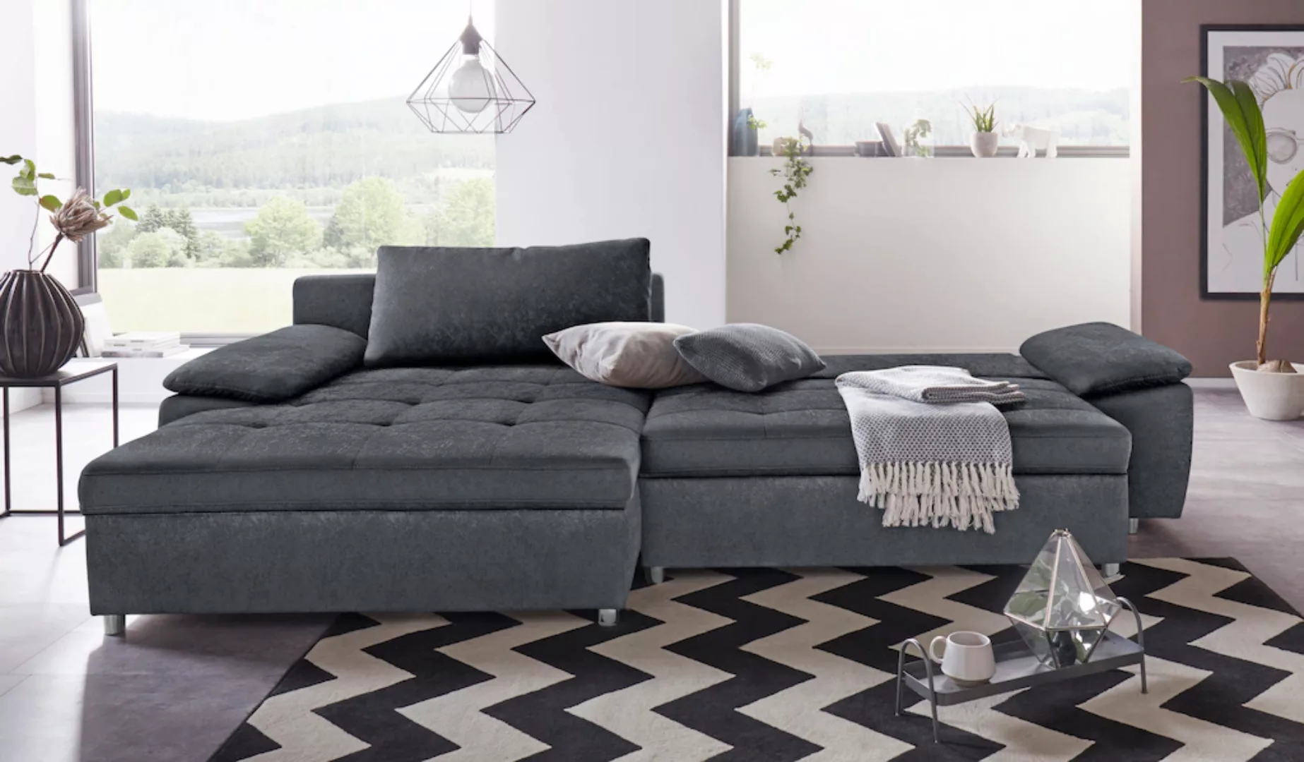 sit&more Ecksofa "Labene L-Form", wahlweise mit Bettfunktion und Bettkasten günstig online kaufen