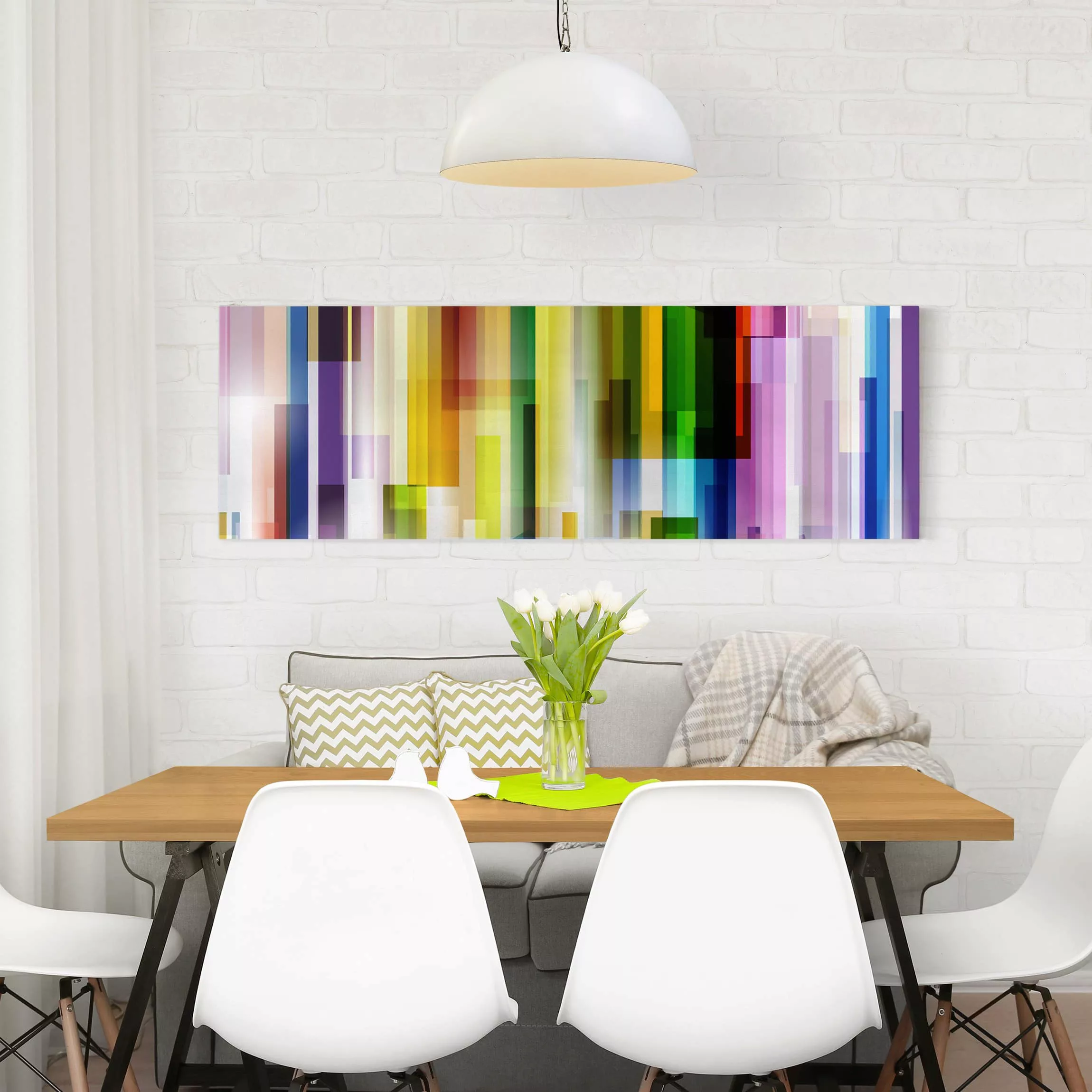 Leinwandbild Abstrakt - Panorama Rainbow Cubes günstig online kaufen