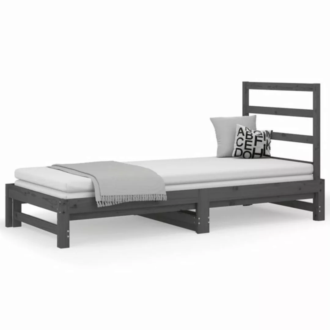 furnicato Bett Tagesbett Ausziehbar Grau 2x(90x200) cm Massivholz Kiefer (1 günstig online kaufen