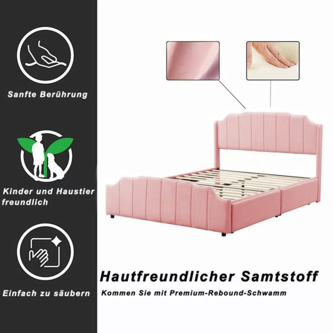 OKWISH Bett Polsterbett, Doppelbett Jugendbett Gästebett (samtgepolstertes günstig online kaufen