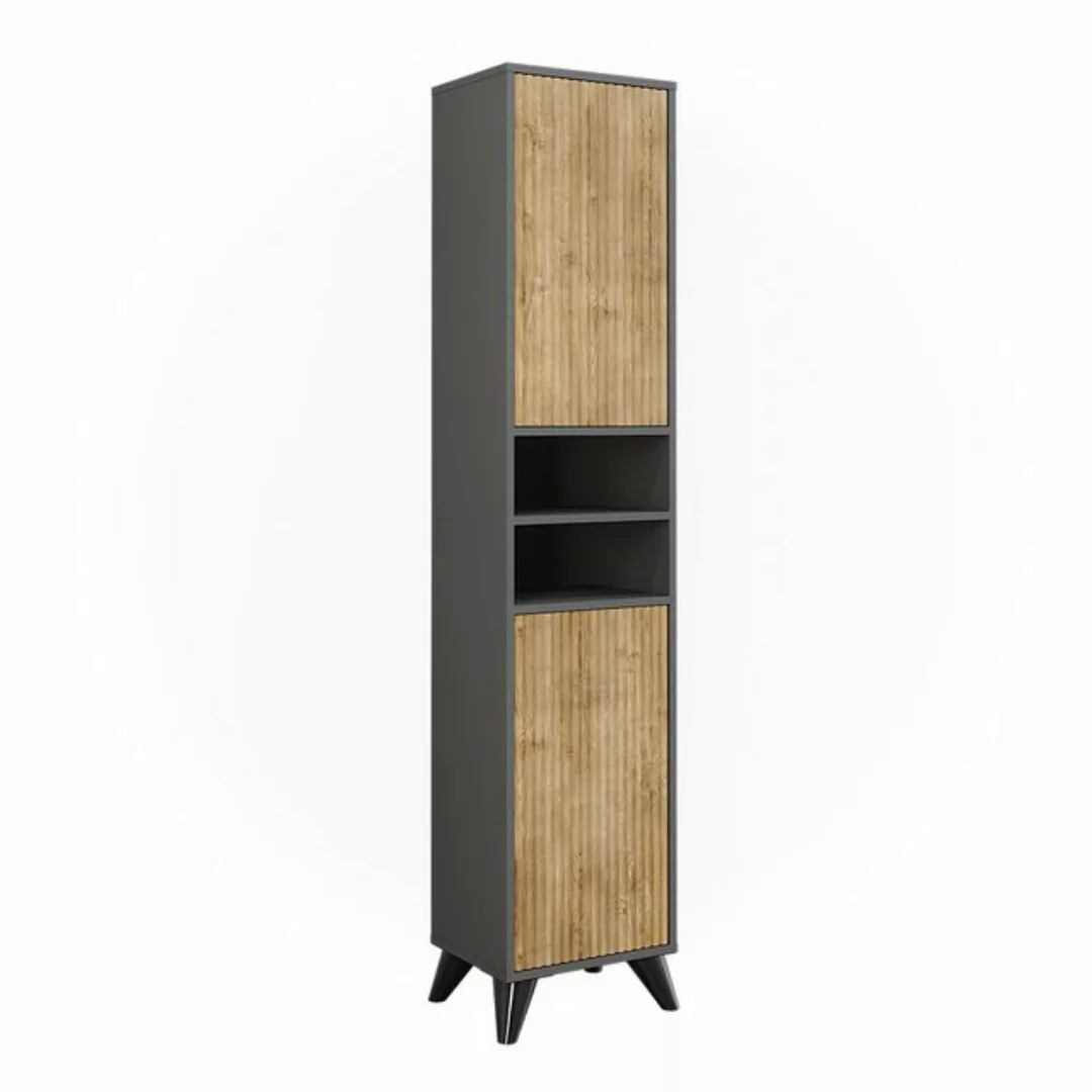 Vicco Hochschrank Leano, Anthrazit/Bergeiche, 38 x 180 cm mit 2 Türen günstig online kaufen