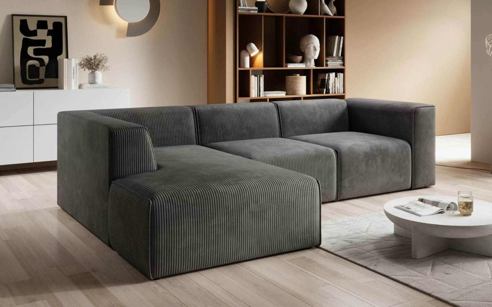 PROMETO Möbel Ecksofa Sofa ohne Schlaffunktion Poso-Cordstoff günstig online kaufen