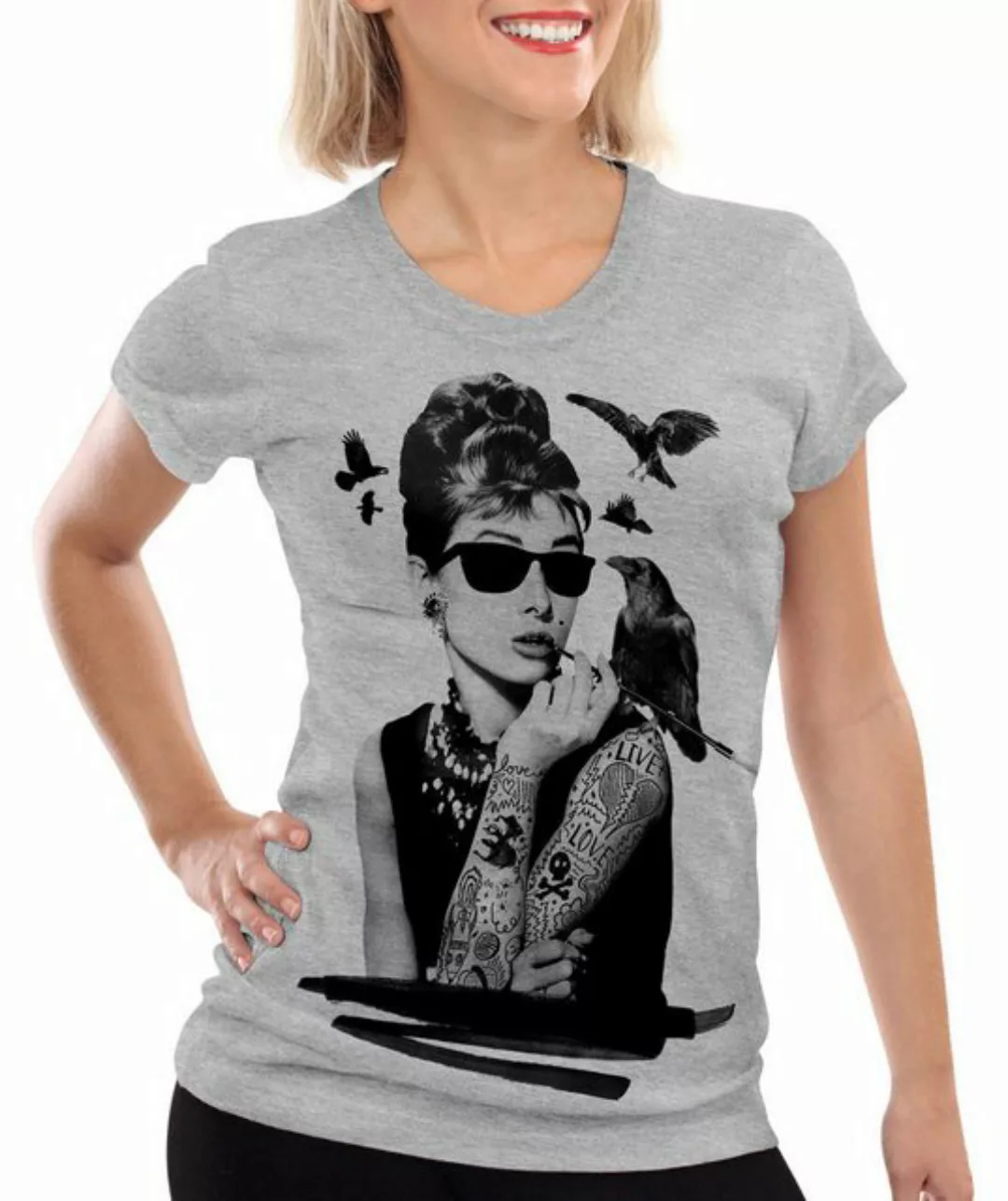 style3 T-Shirt Audrey Tattoo hepburn tatoo rockabilly star film punk rock h günstig online kaufen