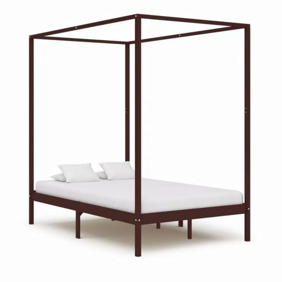 furnicato Bett Himmelbett-Gestell Dunkelbraun Massivholz Kiefer 120 x 200 c günstig online kaufen