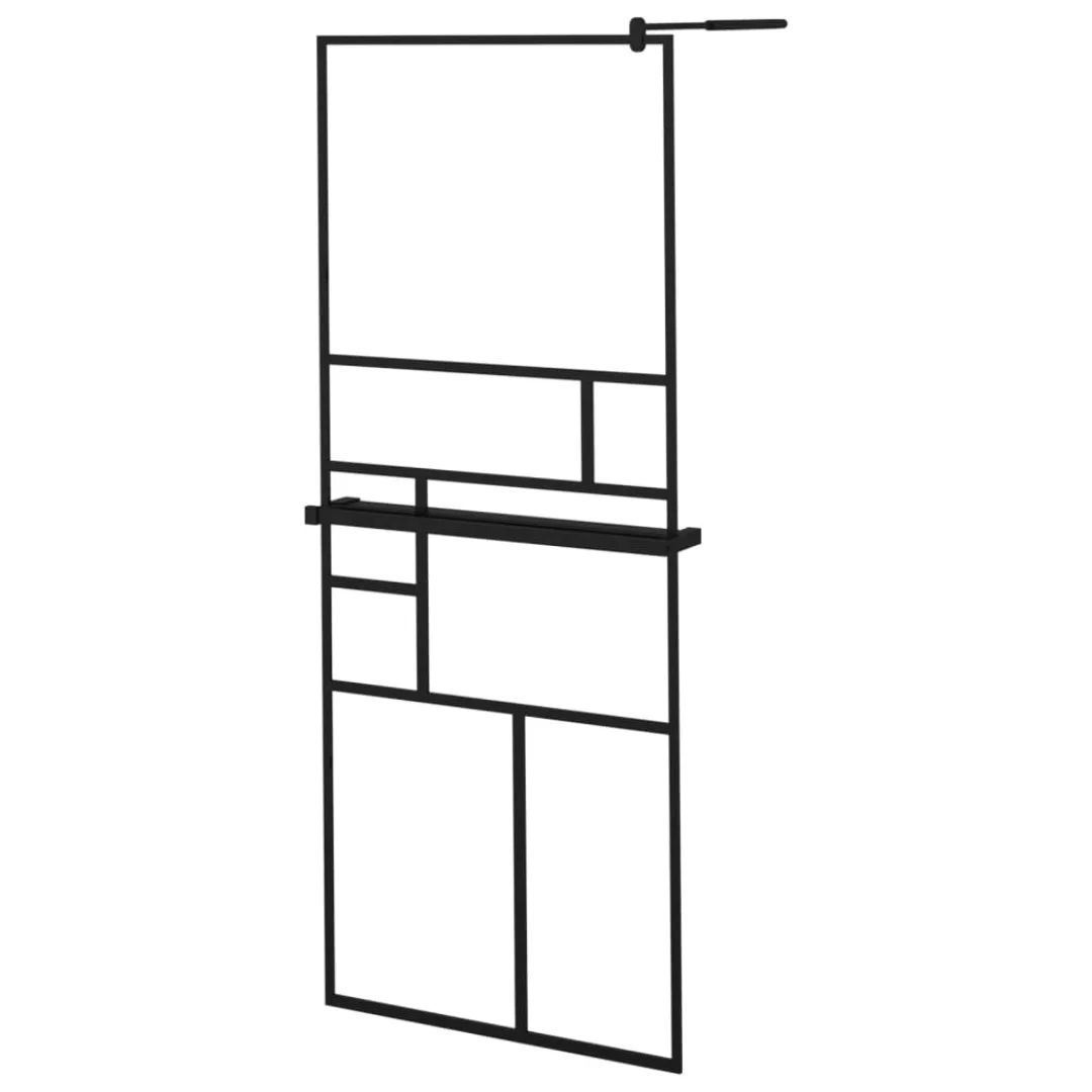 Vidaxl Duschwand Mit Ablage Für Walk-in-dusche Schwarz 80x195 Cm Esg günstig online kaufen