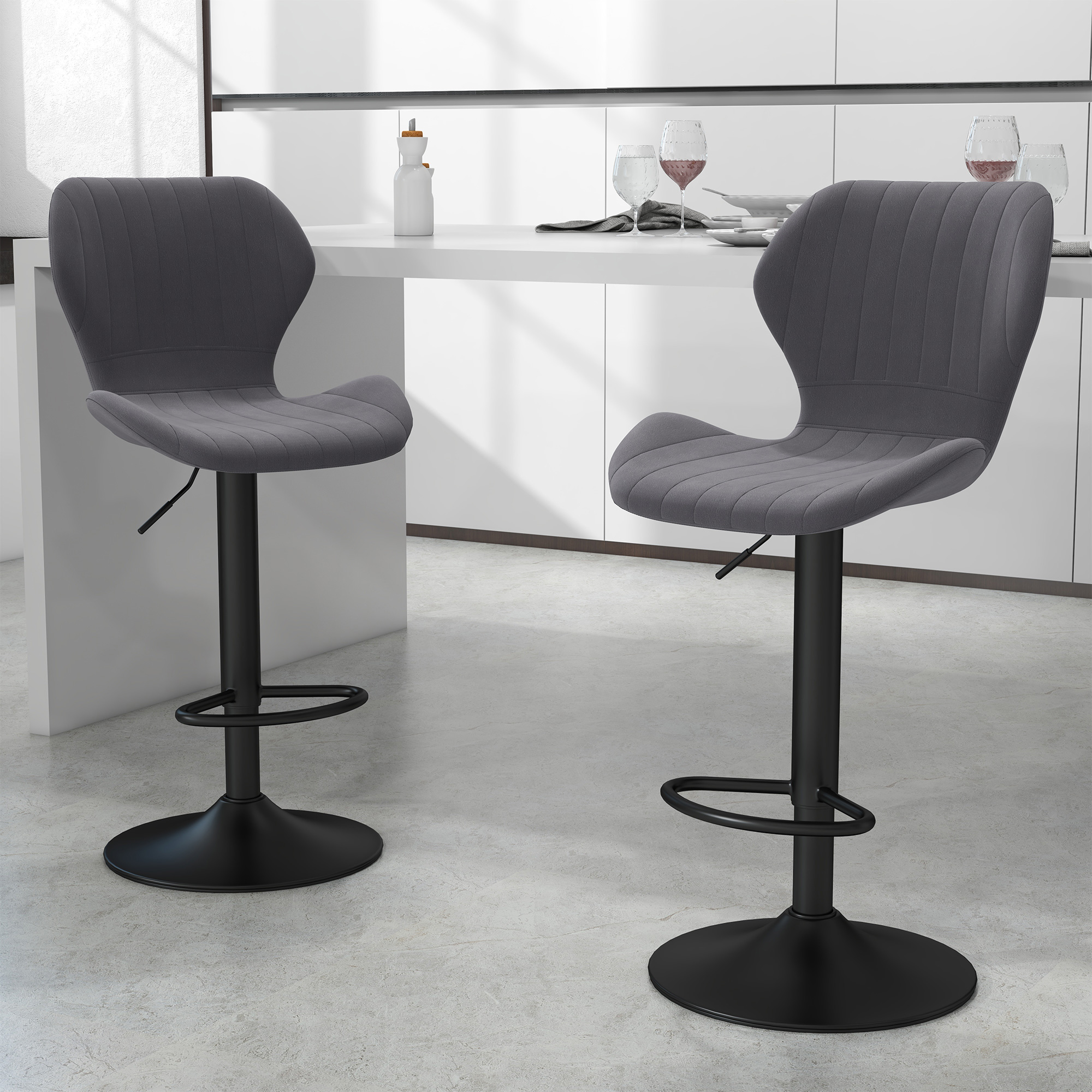 HOMCOM Set 2 Barhocker mit Höhenverstellbarer, ergonomischer Sitzfläche und günstig online kaufen